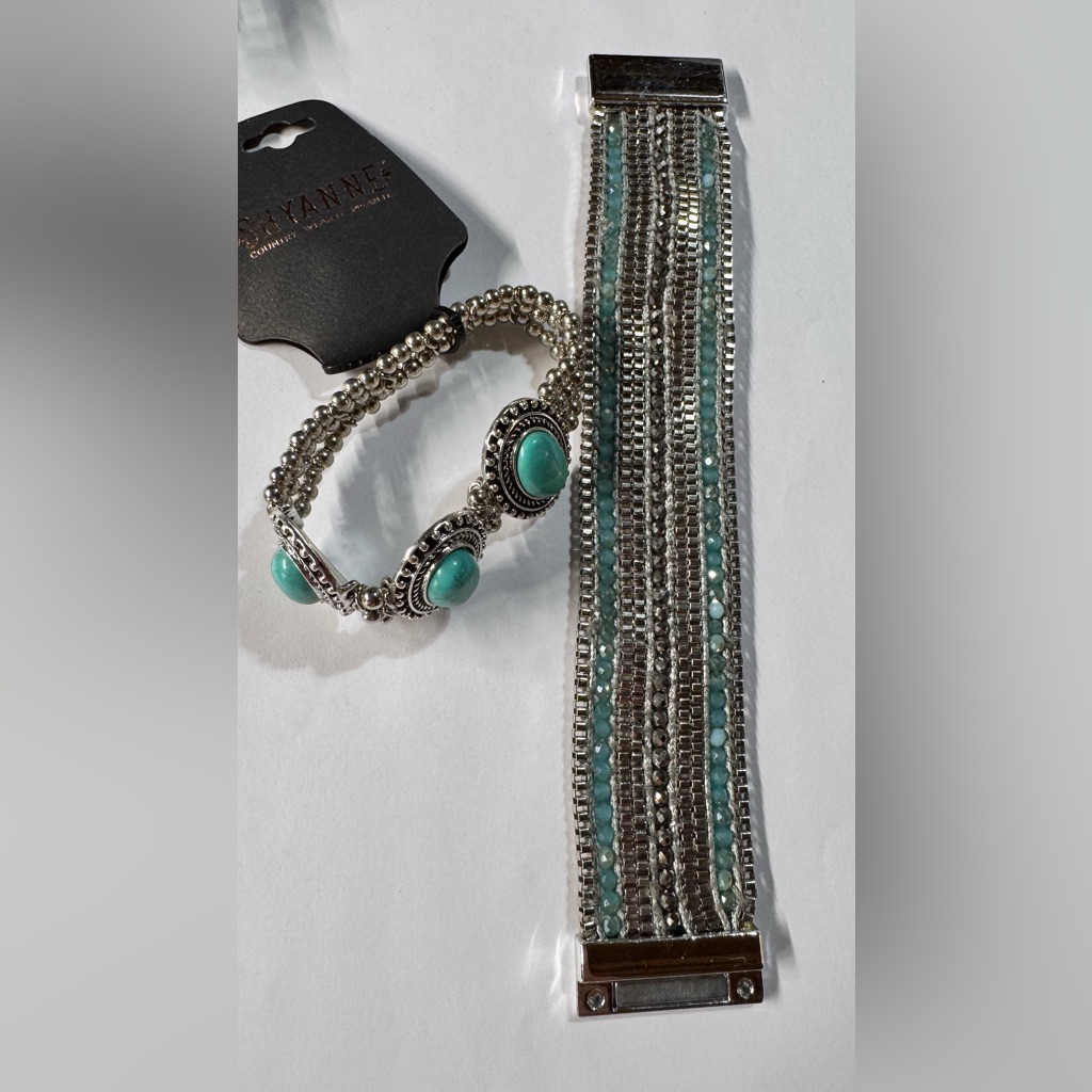 Shyanne Silver And Turquoise Bracelet Duo